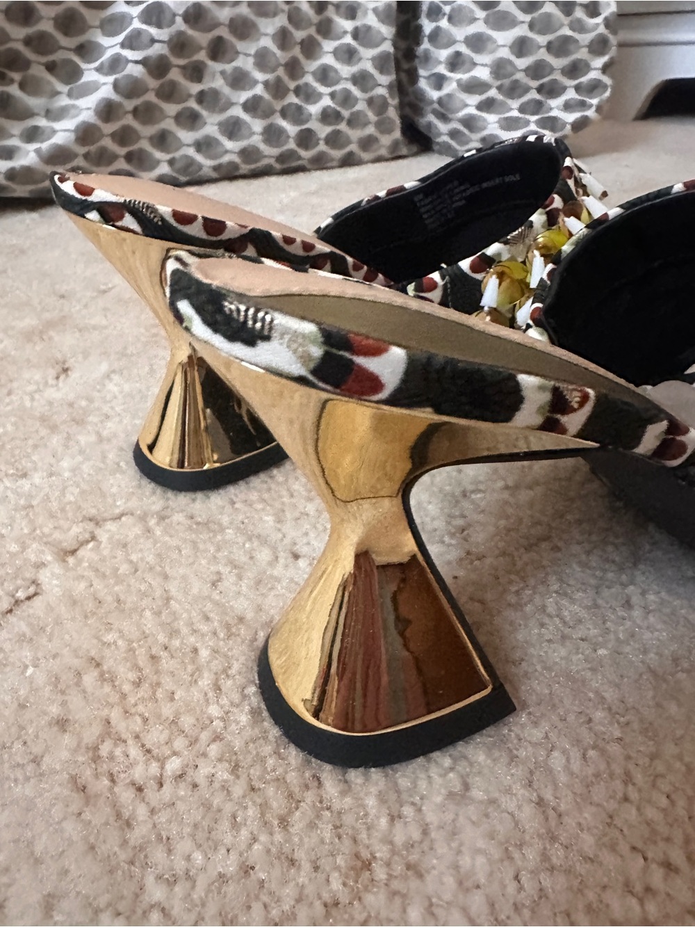 Chelsea & Violet Gold Sequin and White Bead Slide Mules NEW 6 - Picture 5 of 9